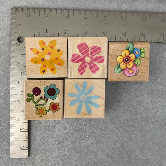 Flower power vintage & Y2K rubber floral stamps - Picture 4 of 5